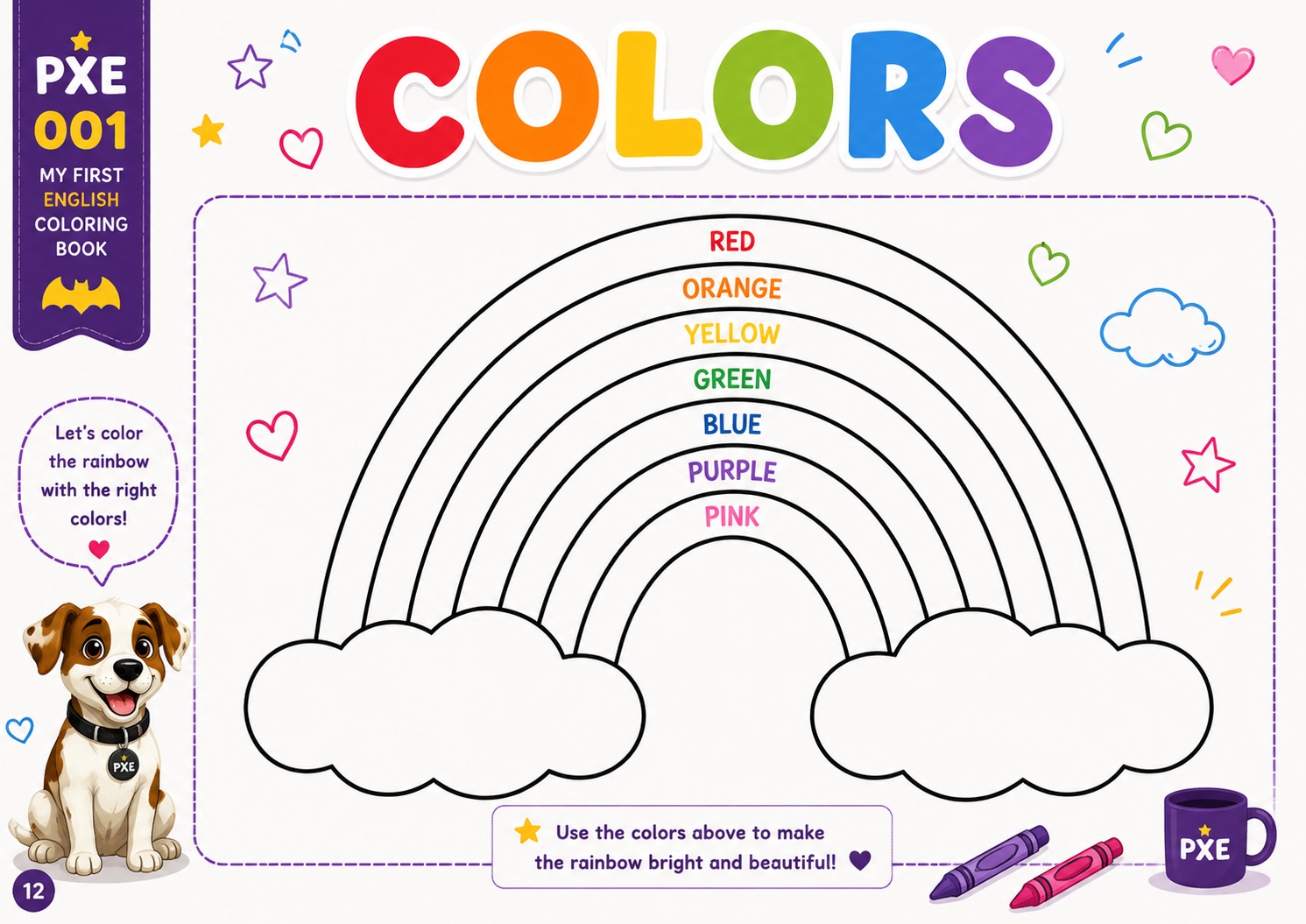 PXE 001 - Colors coloring page